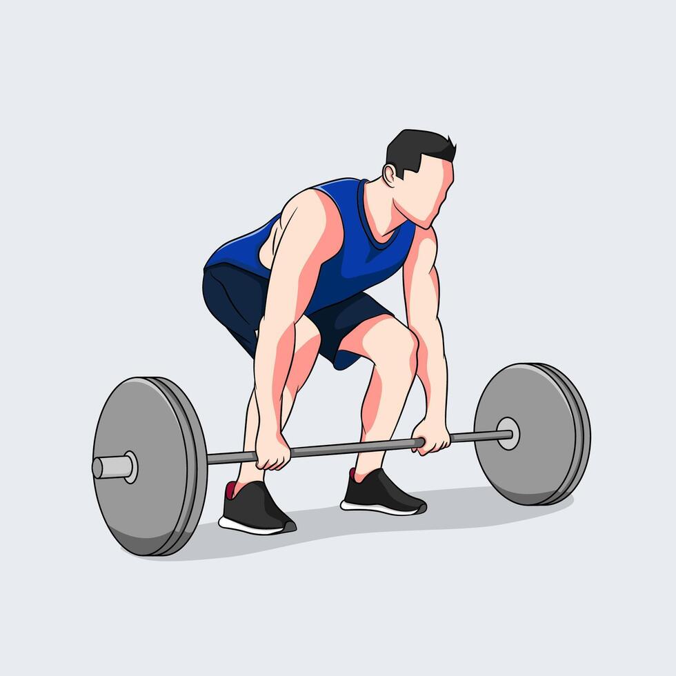 Male weightlifter athlete doing powerlifting vector