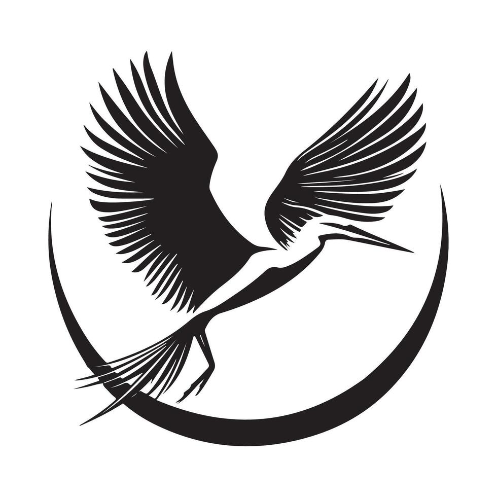 Heron in flight isolate on white background vector