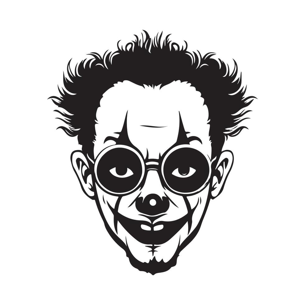 Scary Clown Head On Grid Background Stock Illustration vector