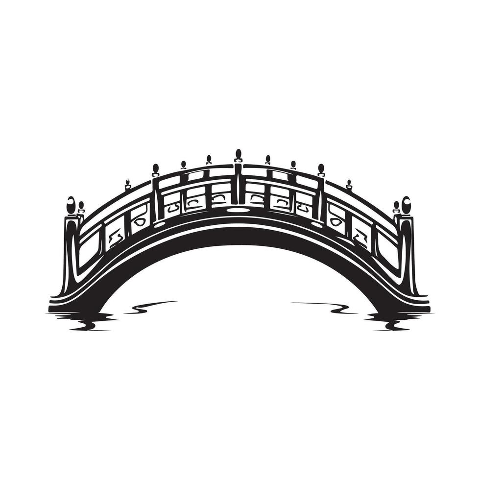 Old Asian Bridge, Bridge, Curve, East Asian Culture image vector