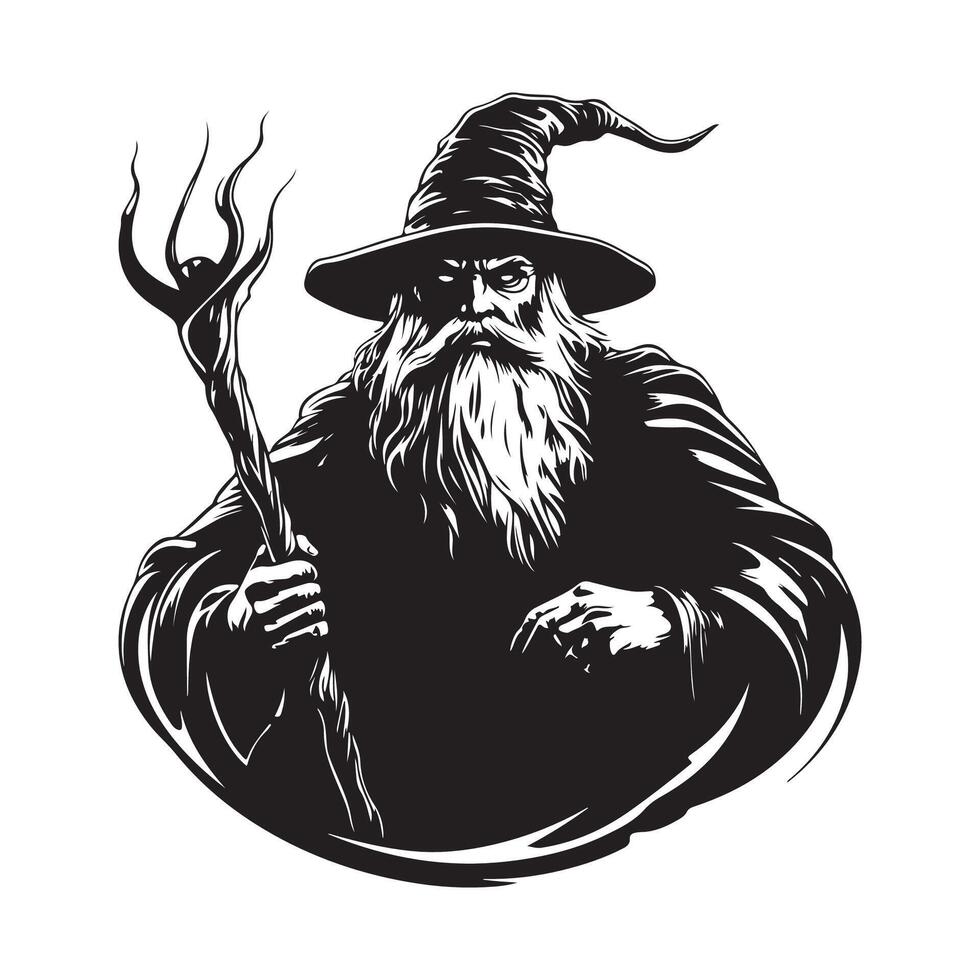 Wizard holding a wand stock image isolated on white background vector