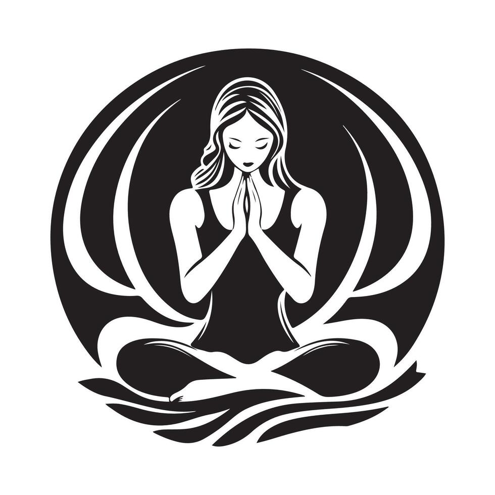Silhouette Girl Praying Design Logo Stock Illustrations vector