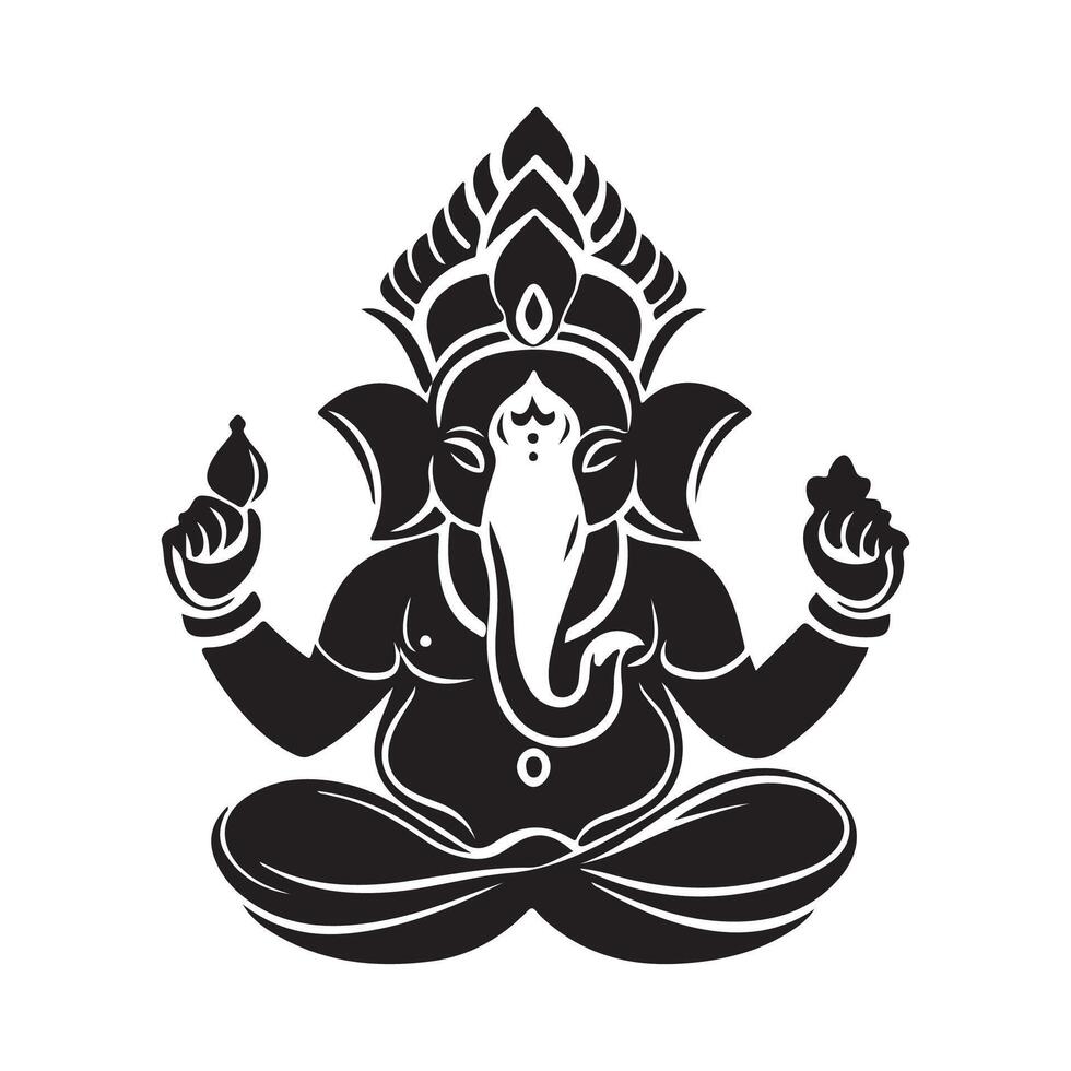 Ganapati Meditation In Lotus Pose Stock Illustration vector