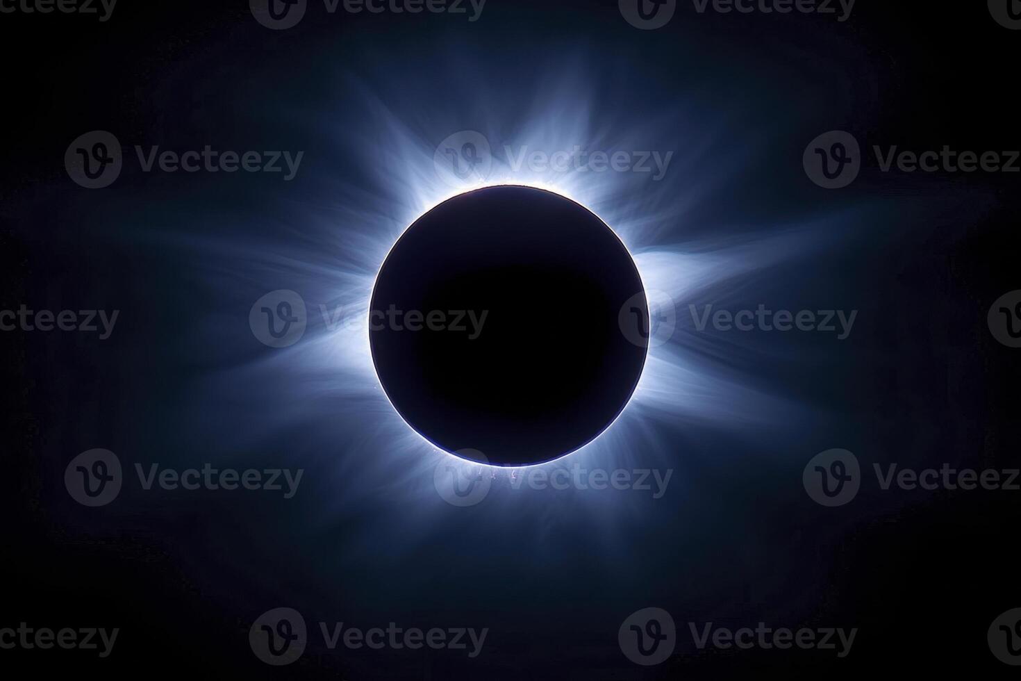 Dramatic Total Solar Eclipse Displaying the Sun's Corona and Radiant Light Beams photo