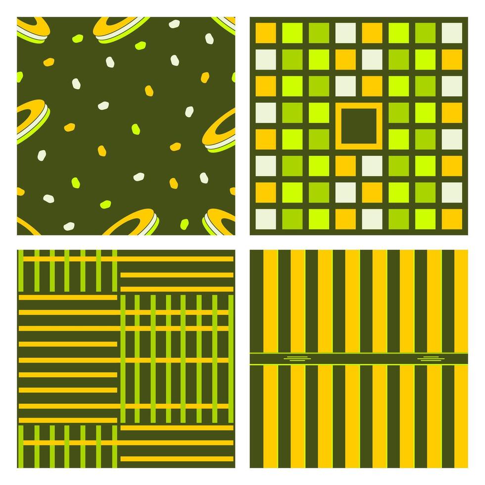 a unique seamless pattern collection with a combination of green colors. Suitable for application on fabric, paper, and various other decorations vector