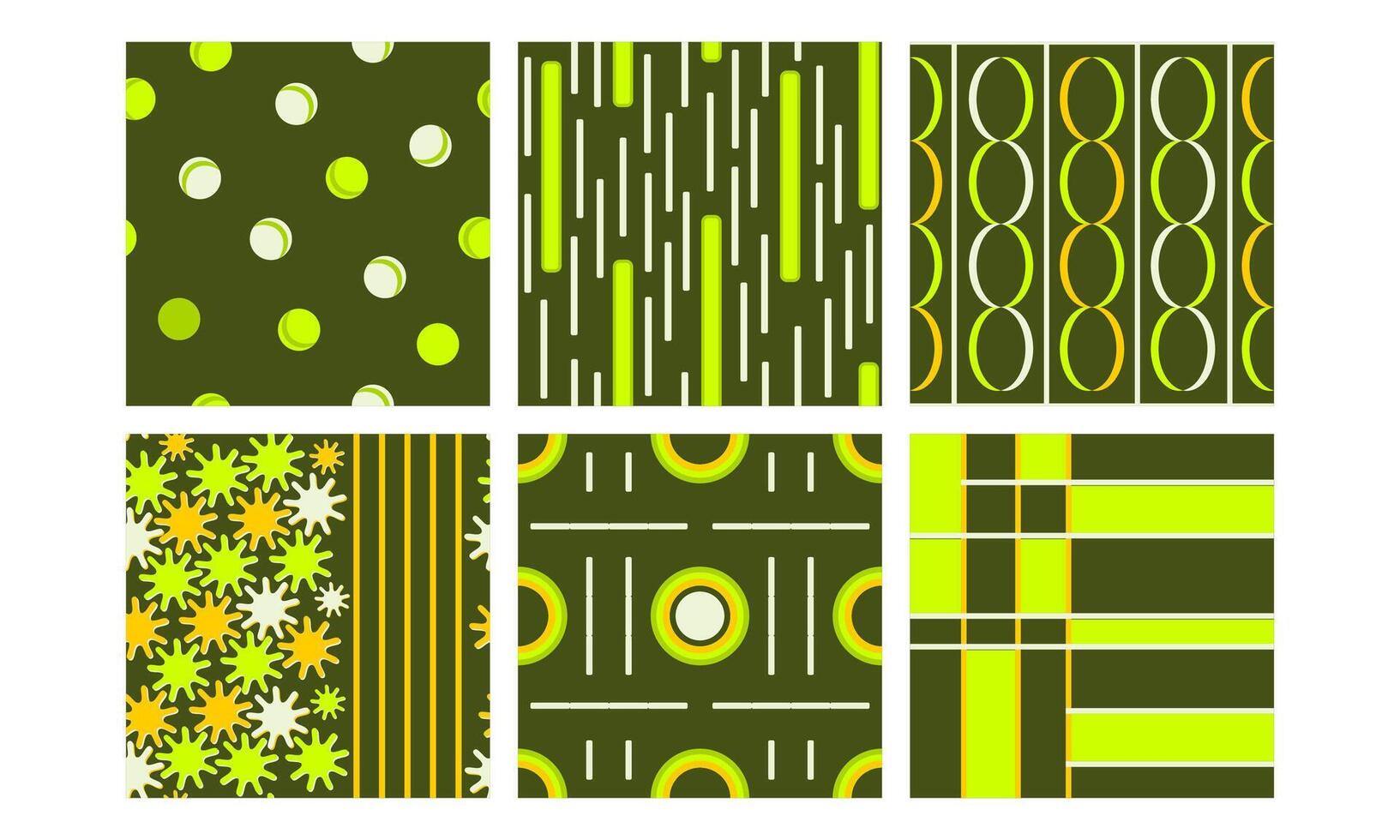 a collection of seamless patterns with a combination of green colors. Suitable for application on fabric, paper, and various other decorations vector