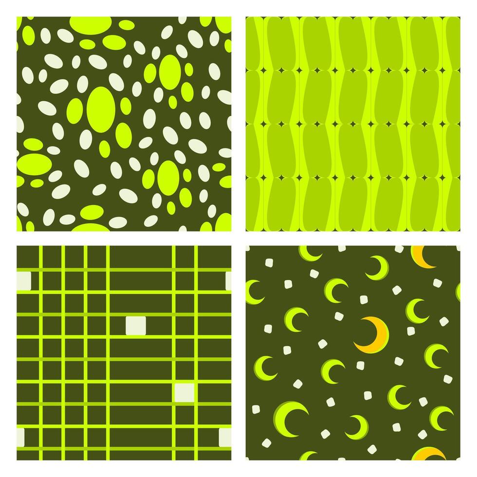 A collection of attractive seamless patterns with a combination of green colors. Suitable for application on fabric, paper, and various other decorations. vector
