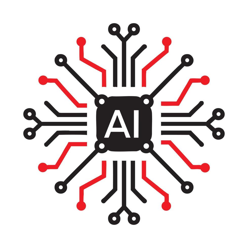 Artificial intelligence circuit board design illustrating ai technology and futuristic innovation concepts vector