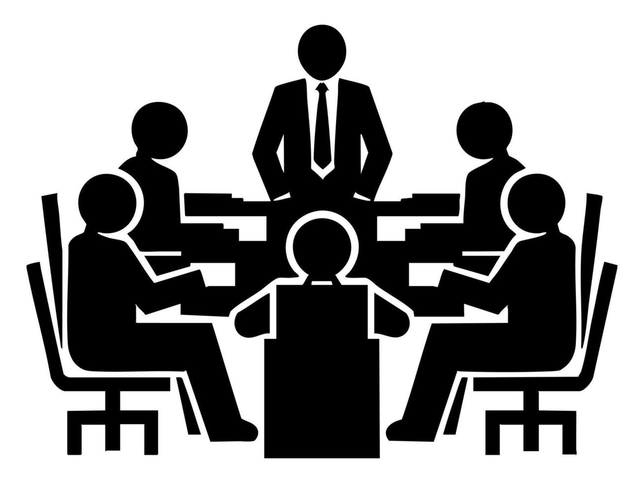 Business team collaboration in meeting room discussing plans with leader presenting vector