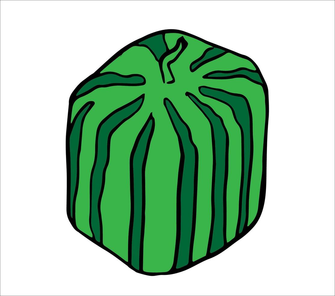cube watermelon, farm fresh watermelon, product emblem for grocery store, simple flat doodle fruit illustration. vector