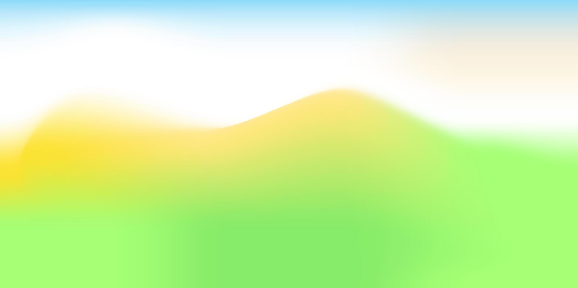 Abstract light fantasy spring landscape gradient background yellow green blue colors. horizontal backdrop for seasonal poster, flyer, web banner, social media design. vector