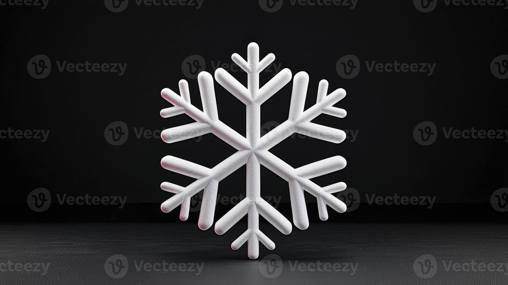 Detailed White Snowflake on Dark Background 3D Render photo