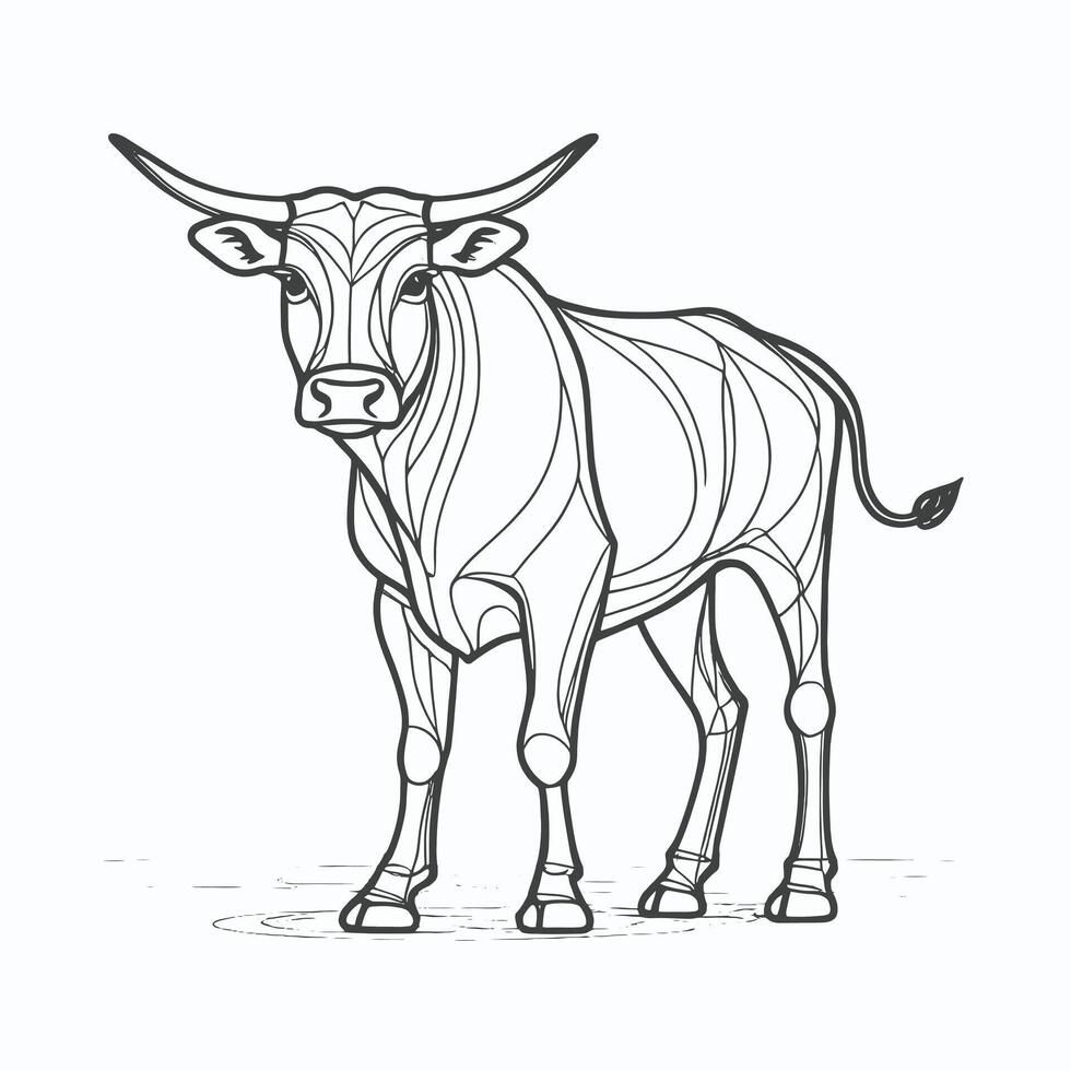 An outline drawing of a bull vector