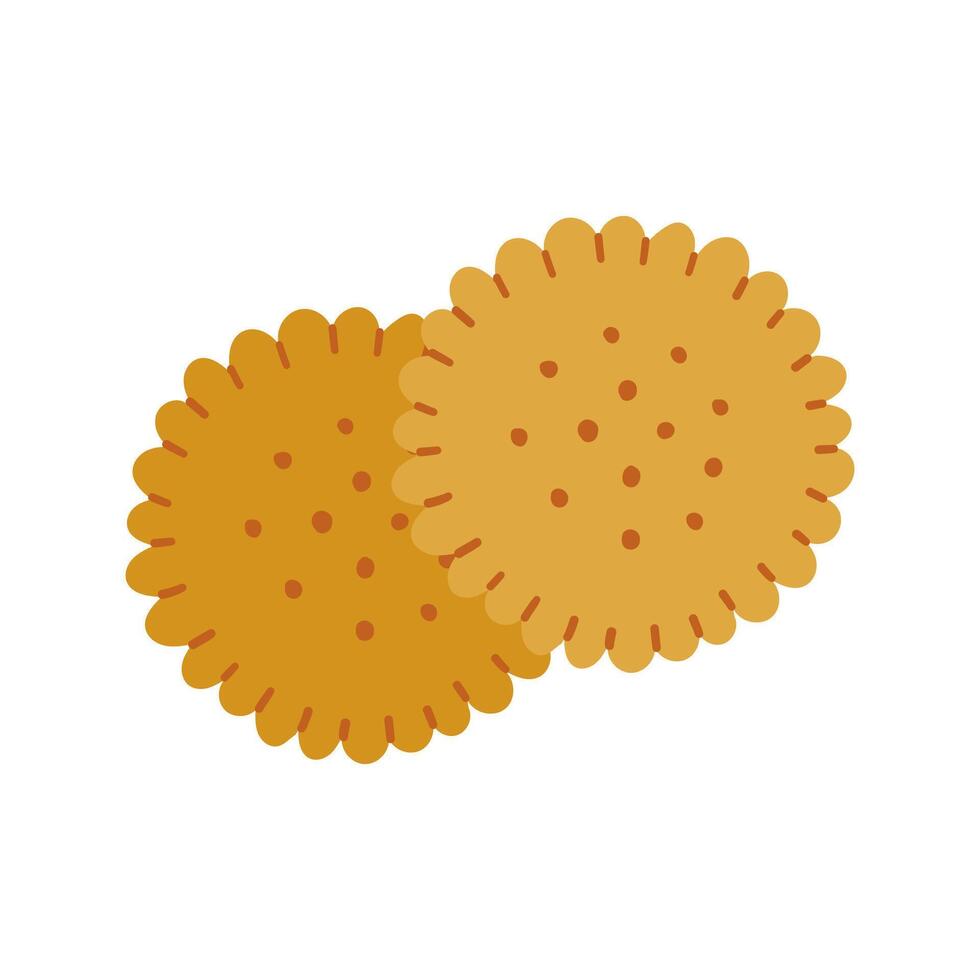 Two round Crackers, Flat Bakery Illustration vector