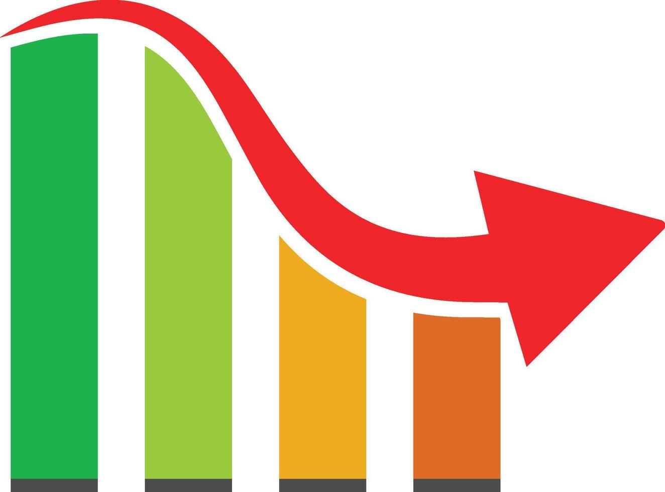 Colourful decrease arrow chart icon template vector