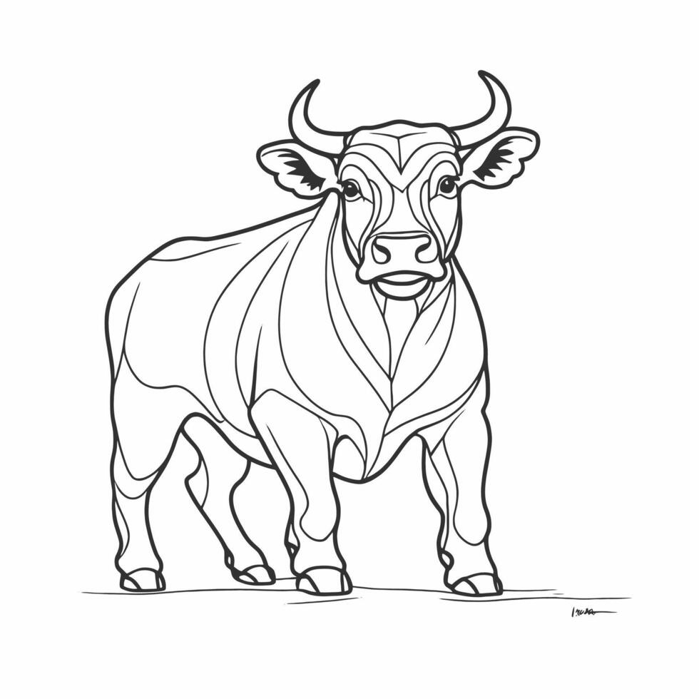 A coloring page of a bull vector