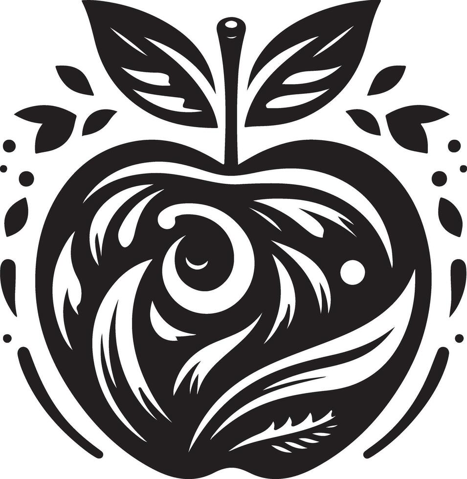 An apple with a stylized design on it vector
