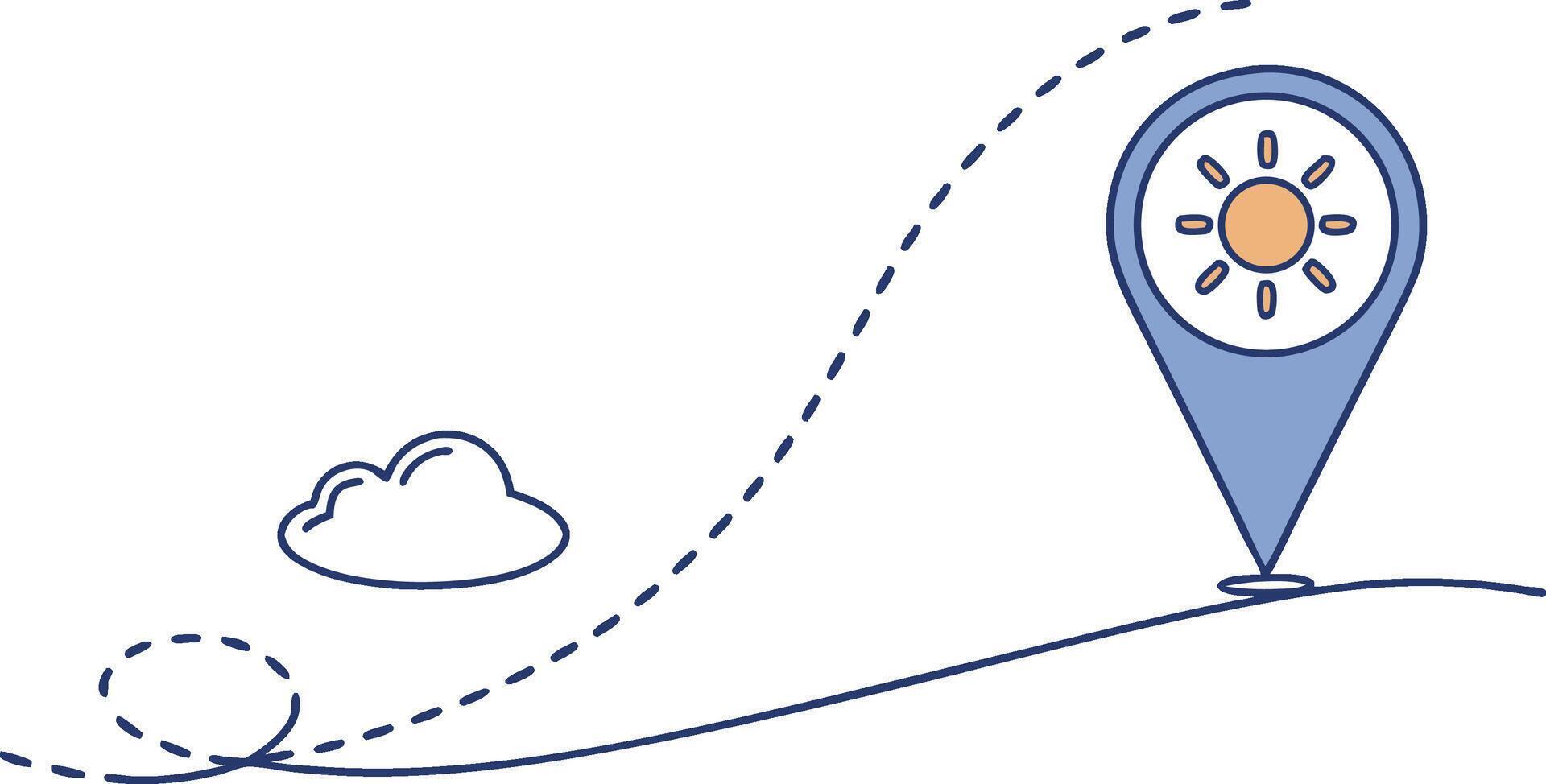 Creative Map Design With Sun Icon and Dashed Path Illustrating a Journey Through a Landscape vector