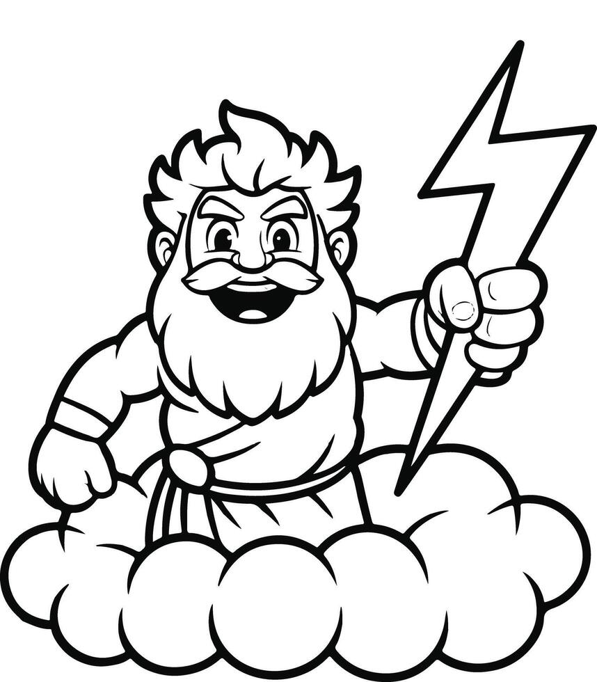 Zeus with Thunderbolt icon vector