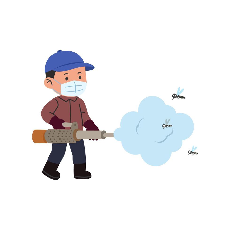 mosquitoes bite. dengue fever protection concept. man smog to mosquito vector