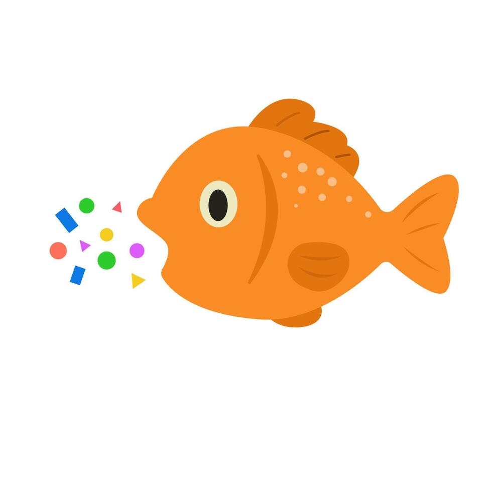 plastic pollution in ocean concept. microplastic impact fish vector