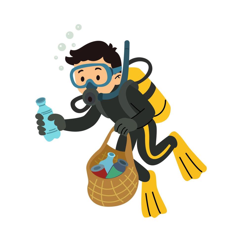 plastic pollution in ocean concept. microplastic impact. driver vector