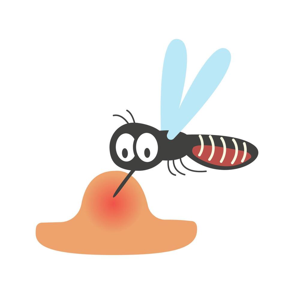 mosquitoes bite gril baby. dengue fever and zika infection concept. vector