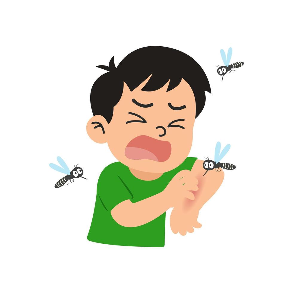 mosquito bite man. dengue fever concept vector