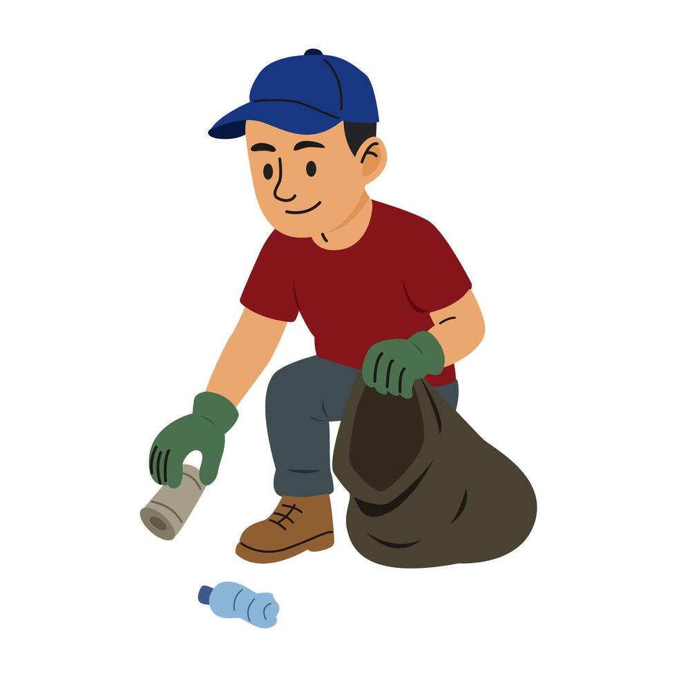 plastic pollution in ocean concept. microplastic impact man vector