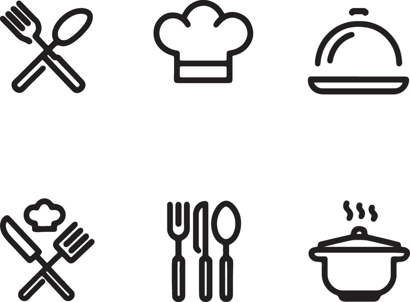 food and dining restaurant related tools logo set line art design vector