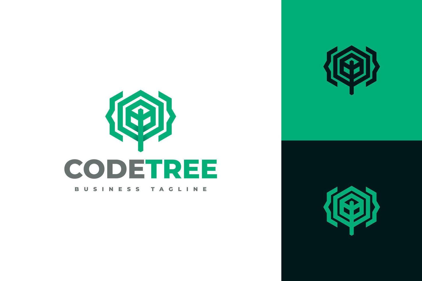 coding tree logo design vector