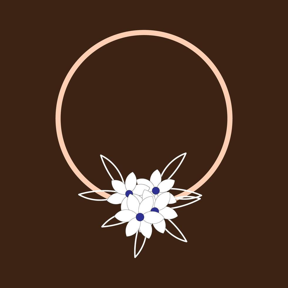 a white flower wreath on a brown background vector