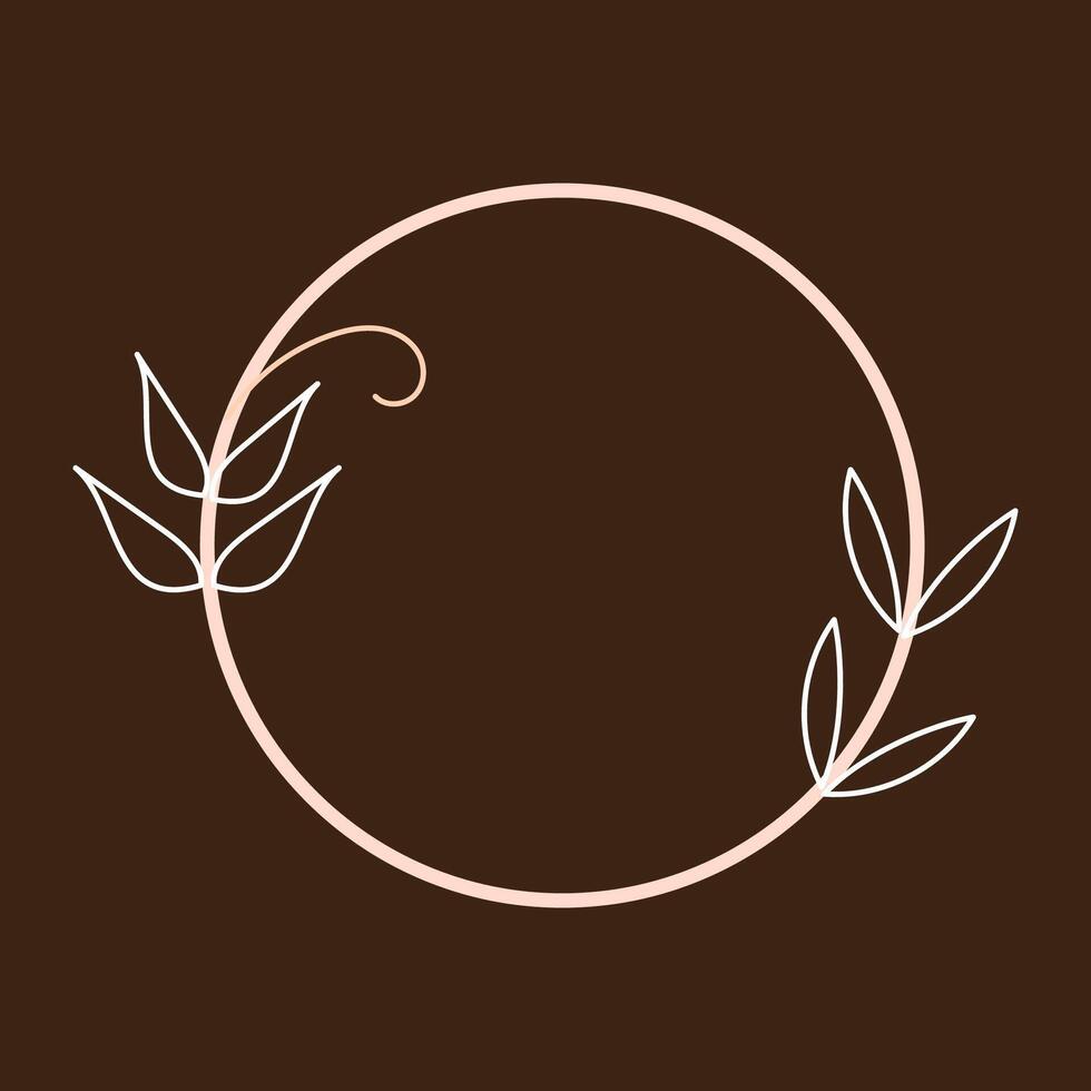 a circle with leaves and a white outline vector