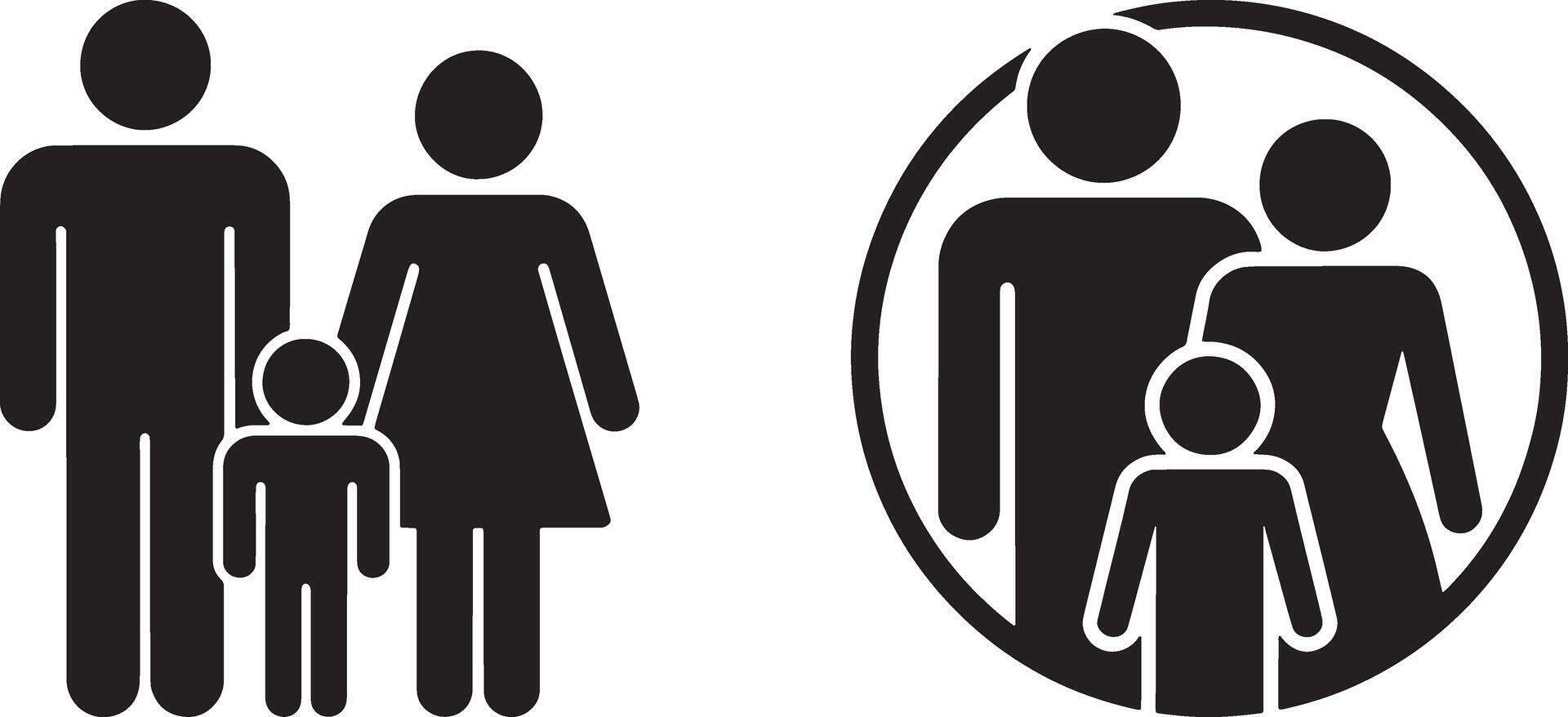 Family Icon Set Depicting Mother Father And Child Pictogram Graphic vector