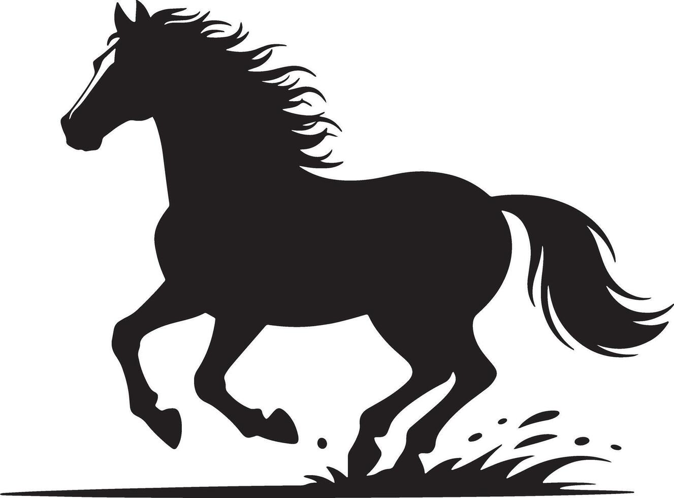 Black Horse Silhouette Running In Water Simple Design Style vector