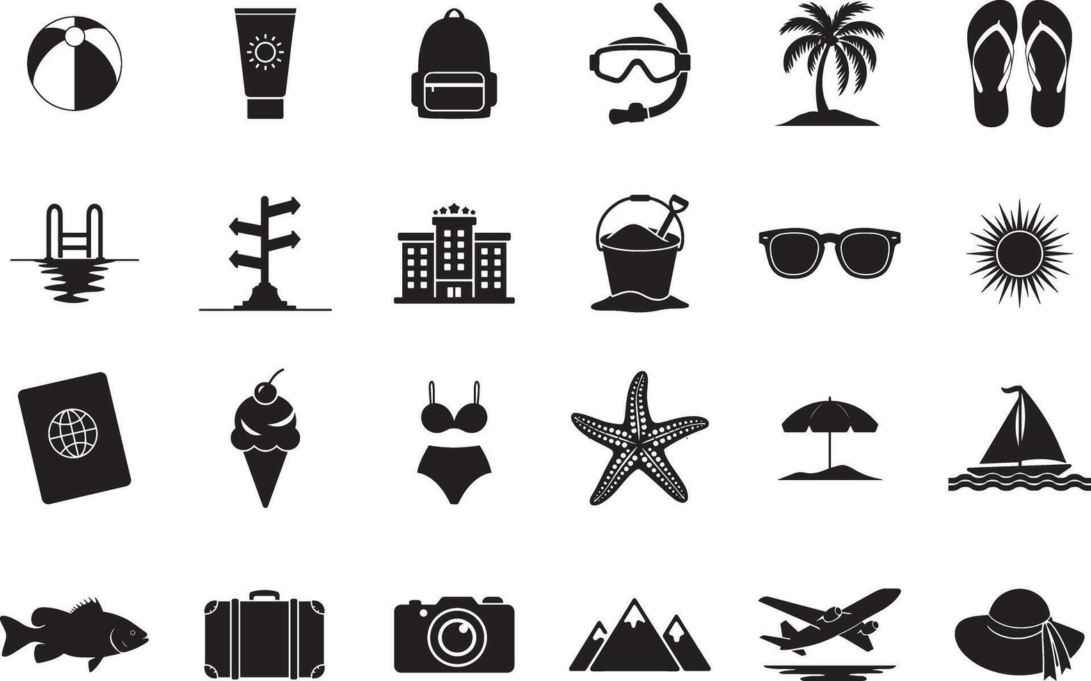 Summer vacation icons set illustration vector