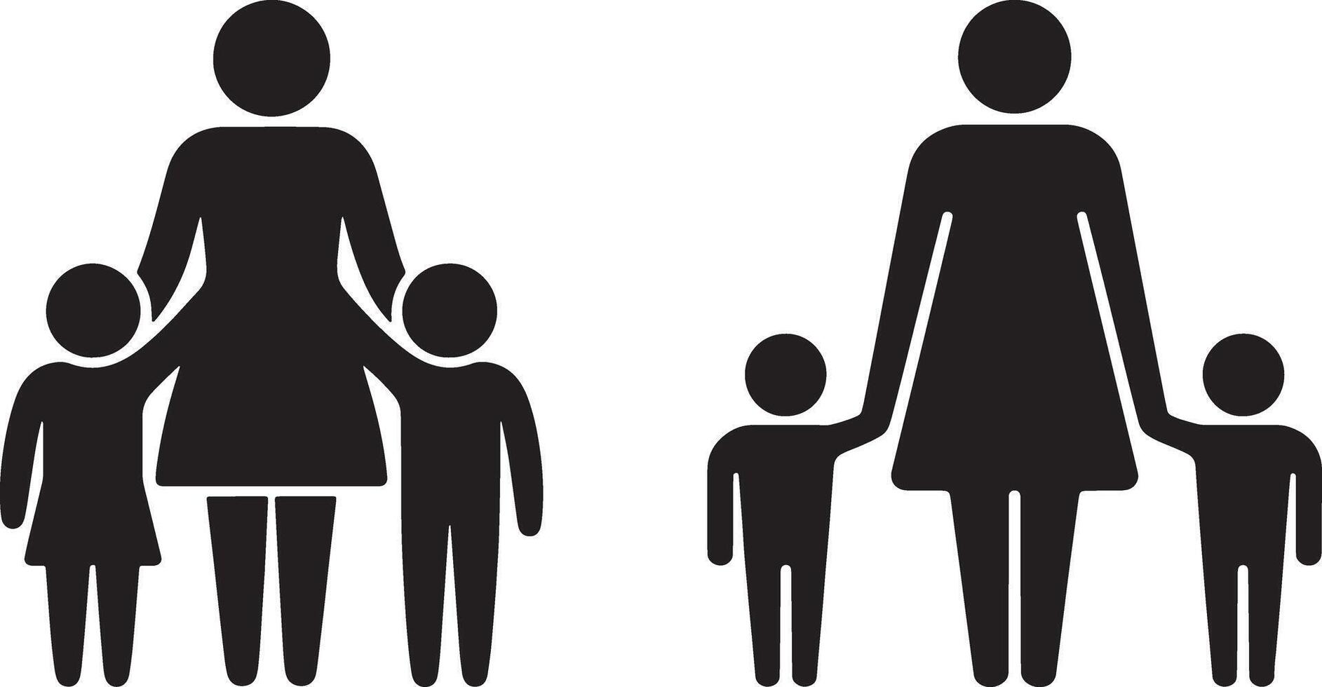 Mother And Children Icons Depicting Family Togetherness And Parental Care vector