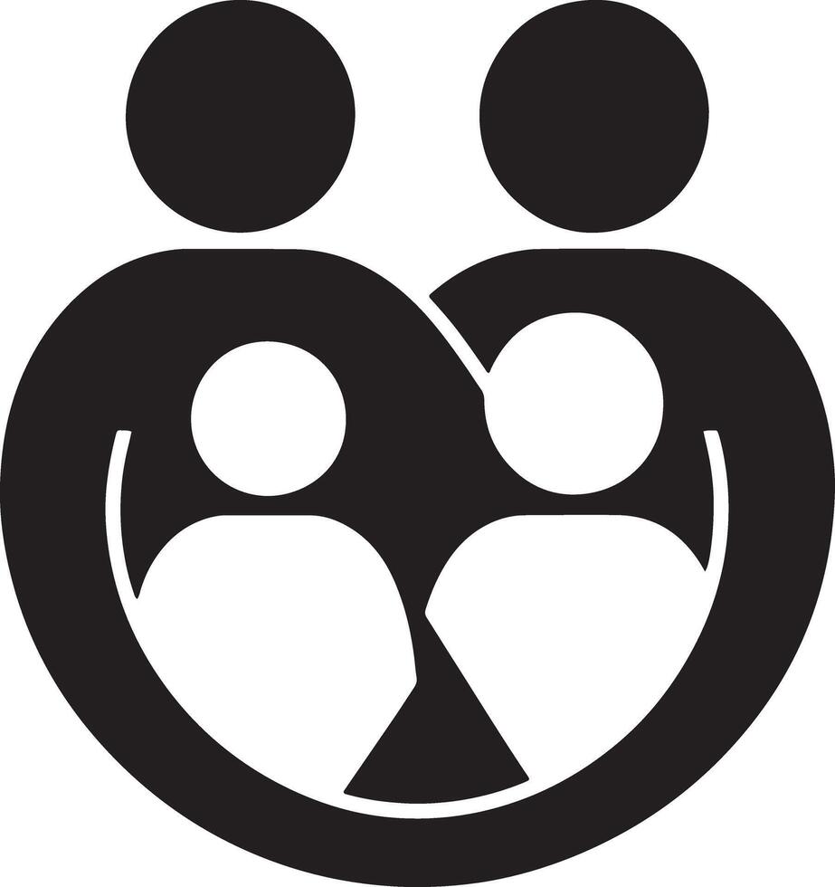 Family Love Embrace Graphic Two Adults And Two Children Symbolic Representation vector