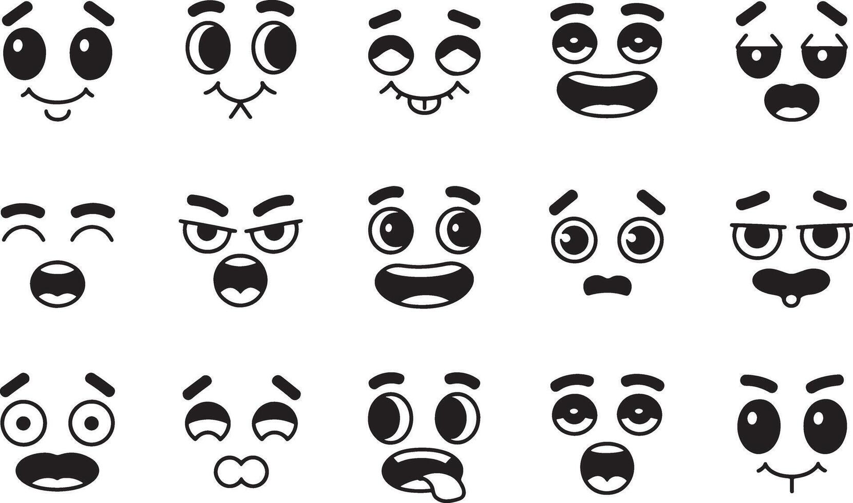 Black And White Cartoon Emoticons Representing Different Feelings And Emotions vector