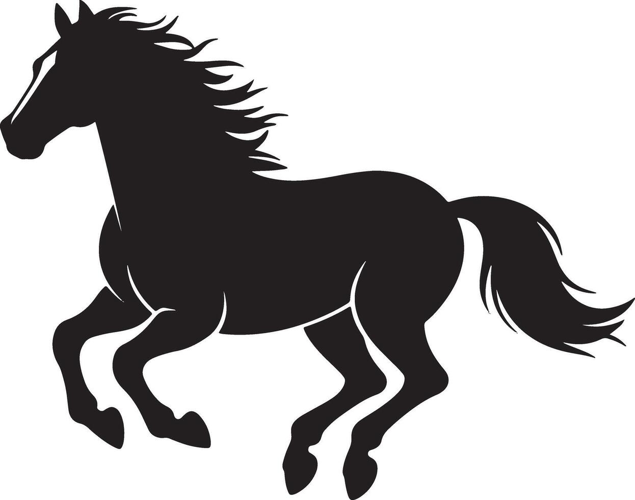 Elegant Black Horse Silhouette In Motion Detailed Illustration Artwork vector