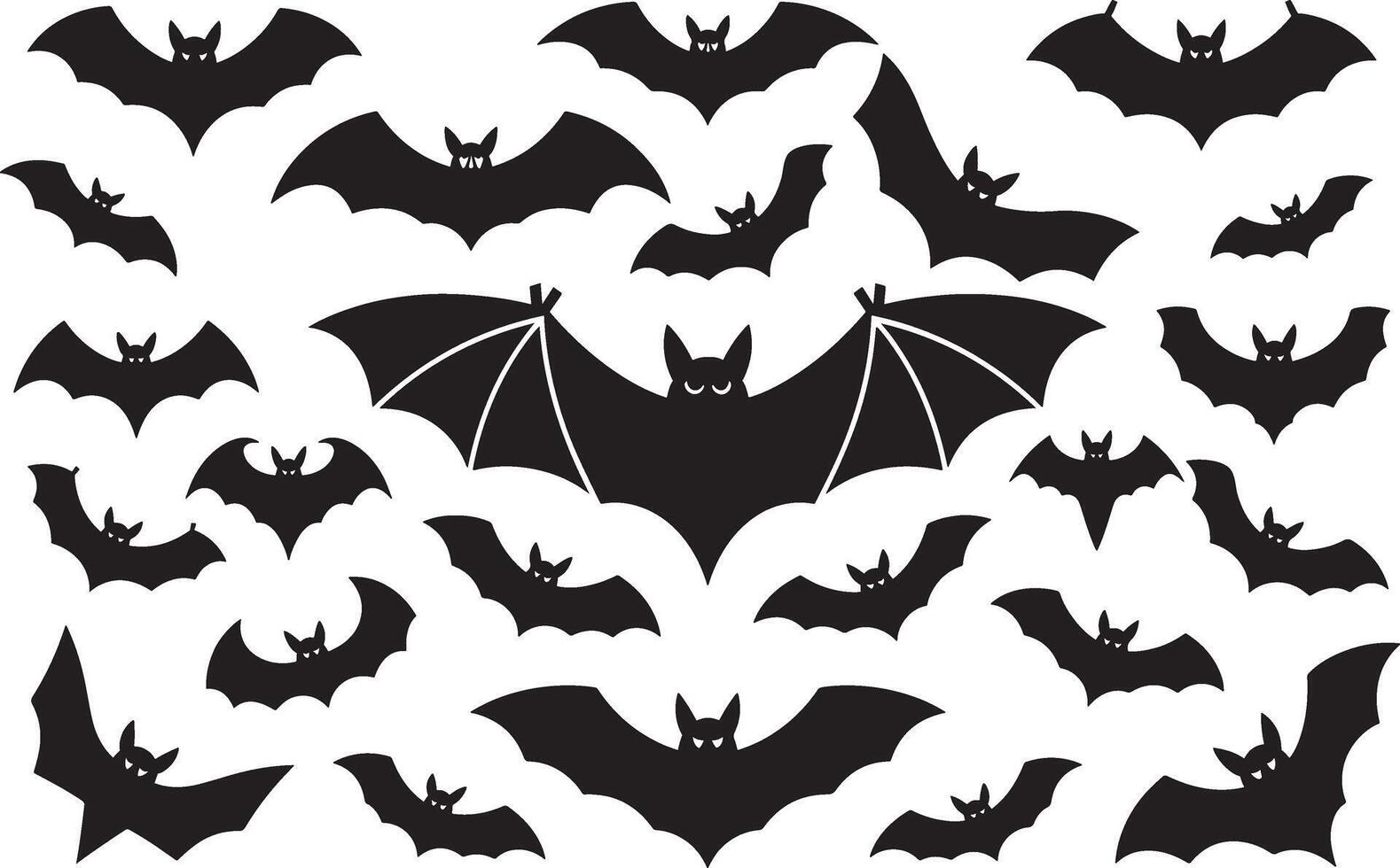 Spooky Halloween Bats Silhouettes Seamless Pattern For Creepy Holiday Backgrounds And Designs vector