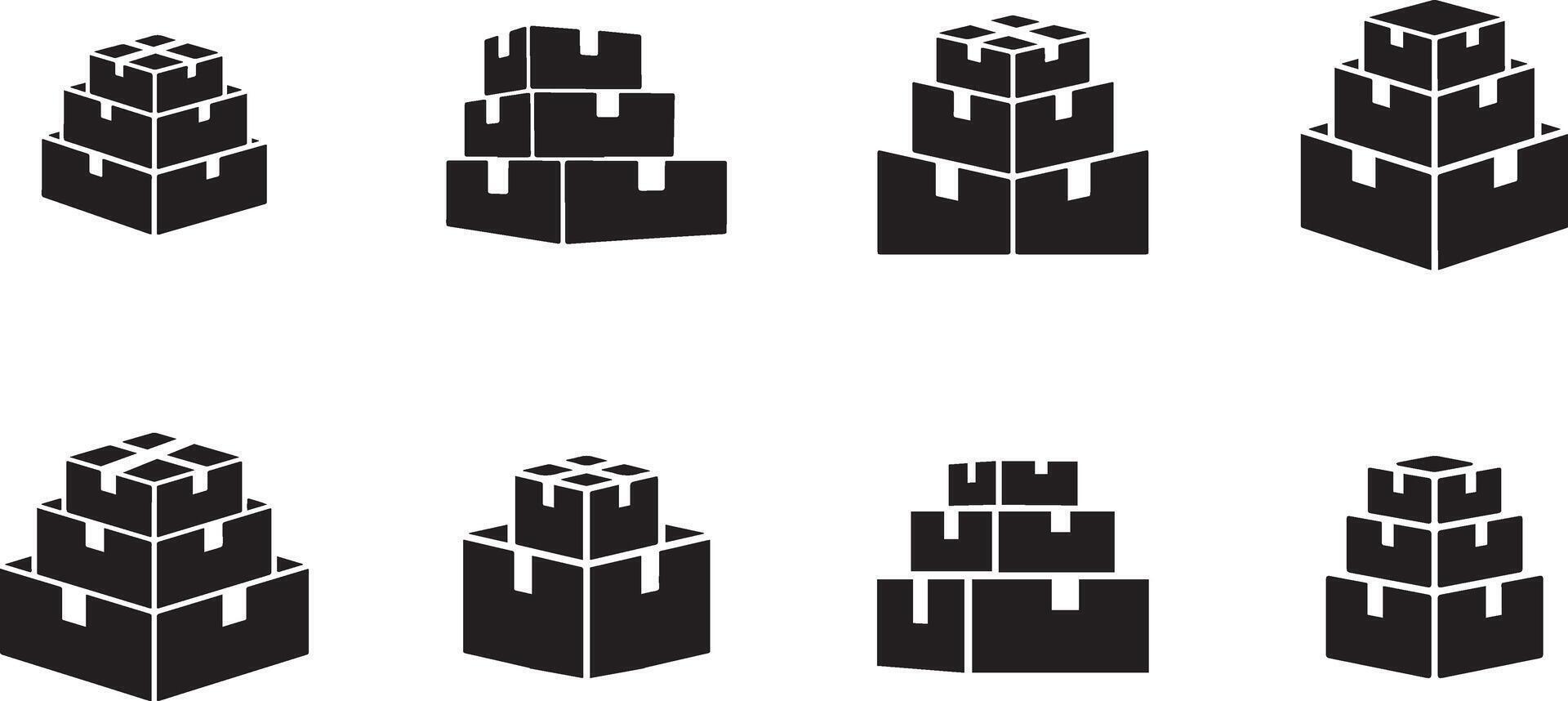 A set of black and white icons of different types of buildings vector