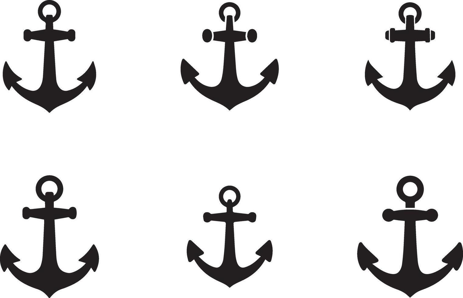 An anchor is shown in different sizes and shapes vector