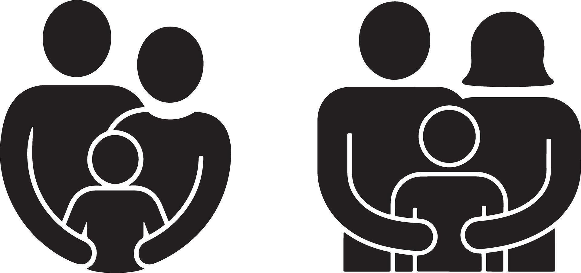 Family Protection Concept Showing Parent Child Bond In Black And White Illustration vector