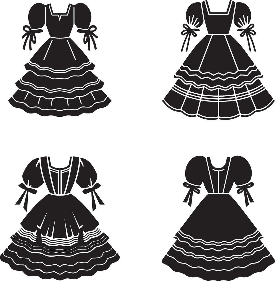 Four dresses in black and white vector