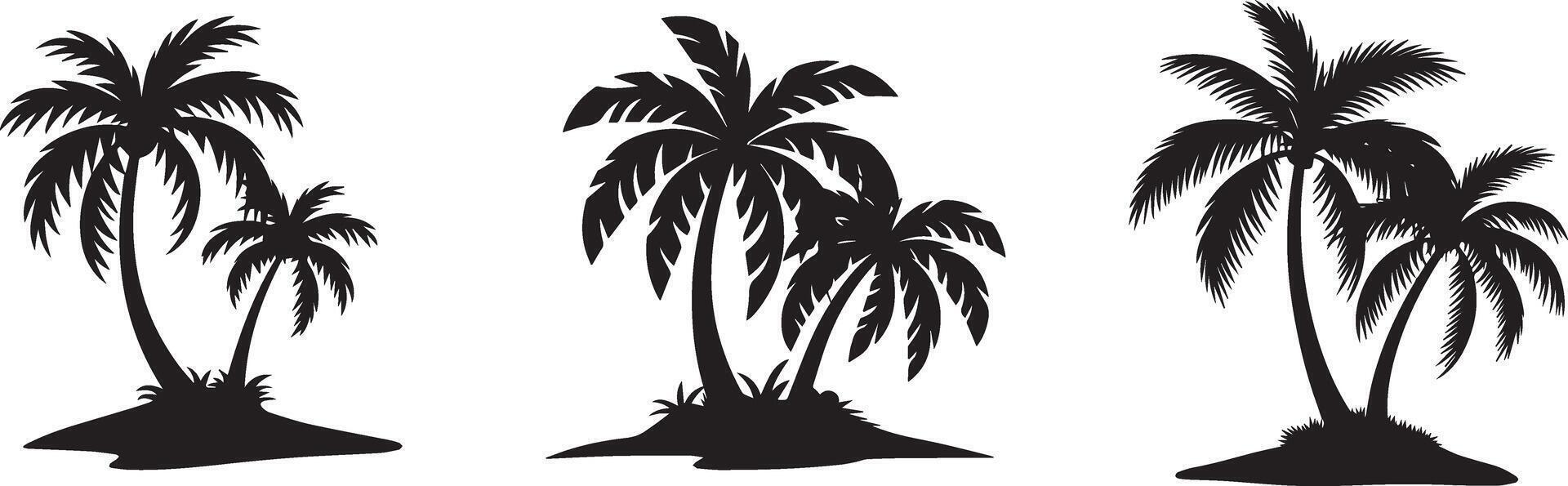 Silhouettes of palm trees on an island vector