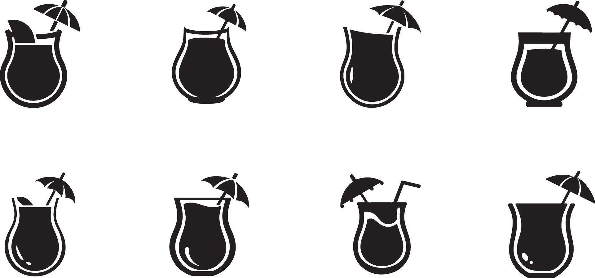 Cocktail icons set vector