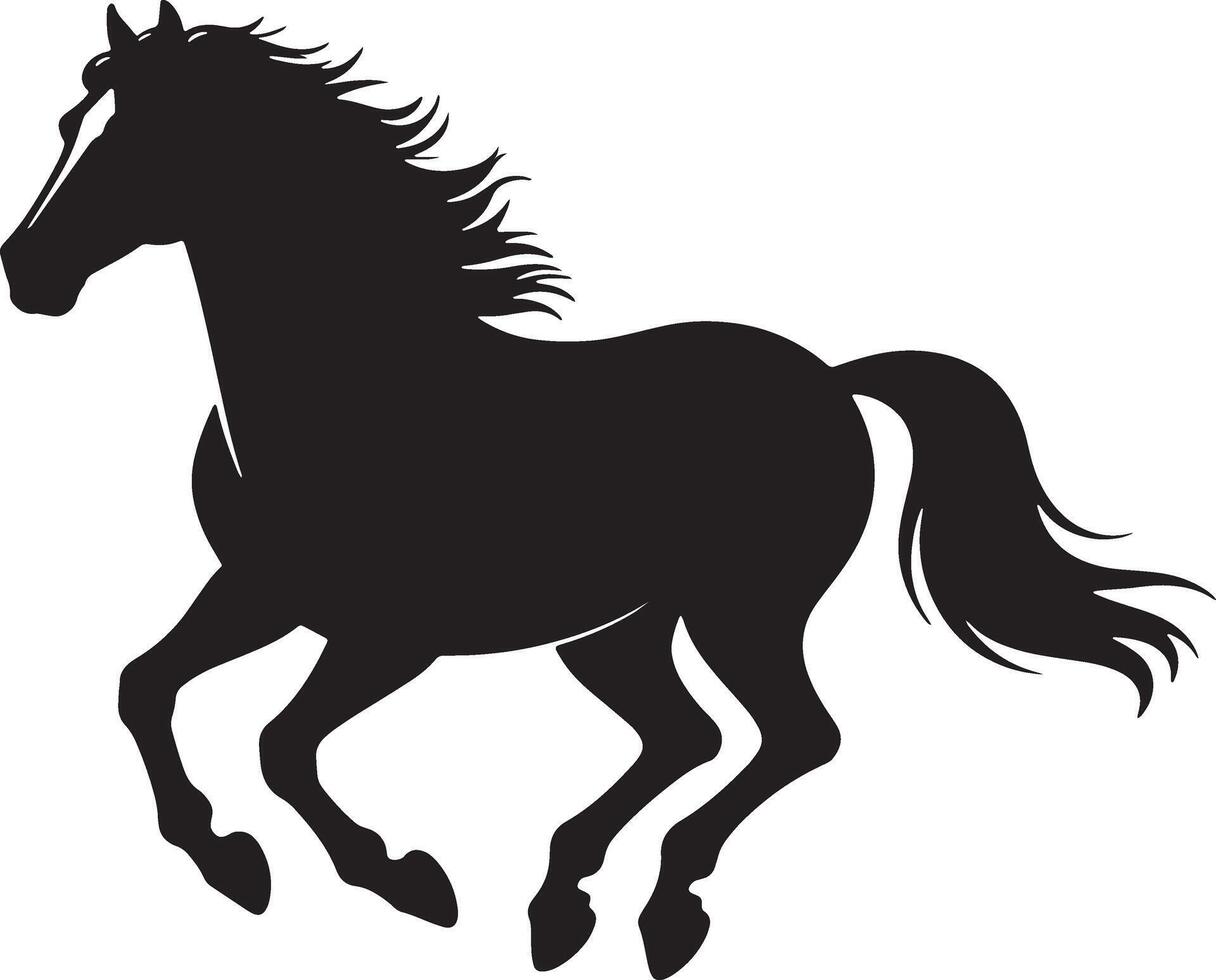 Elegant Silhouette Of A Running Horse With Flowing Mane And Tail Design vector