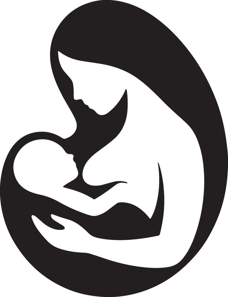 Minimalist Mother And Baby Graphic Illustration Breastfeeding Icon Design vector