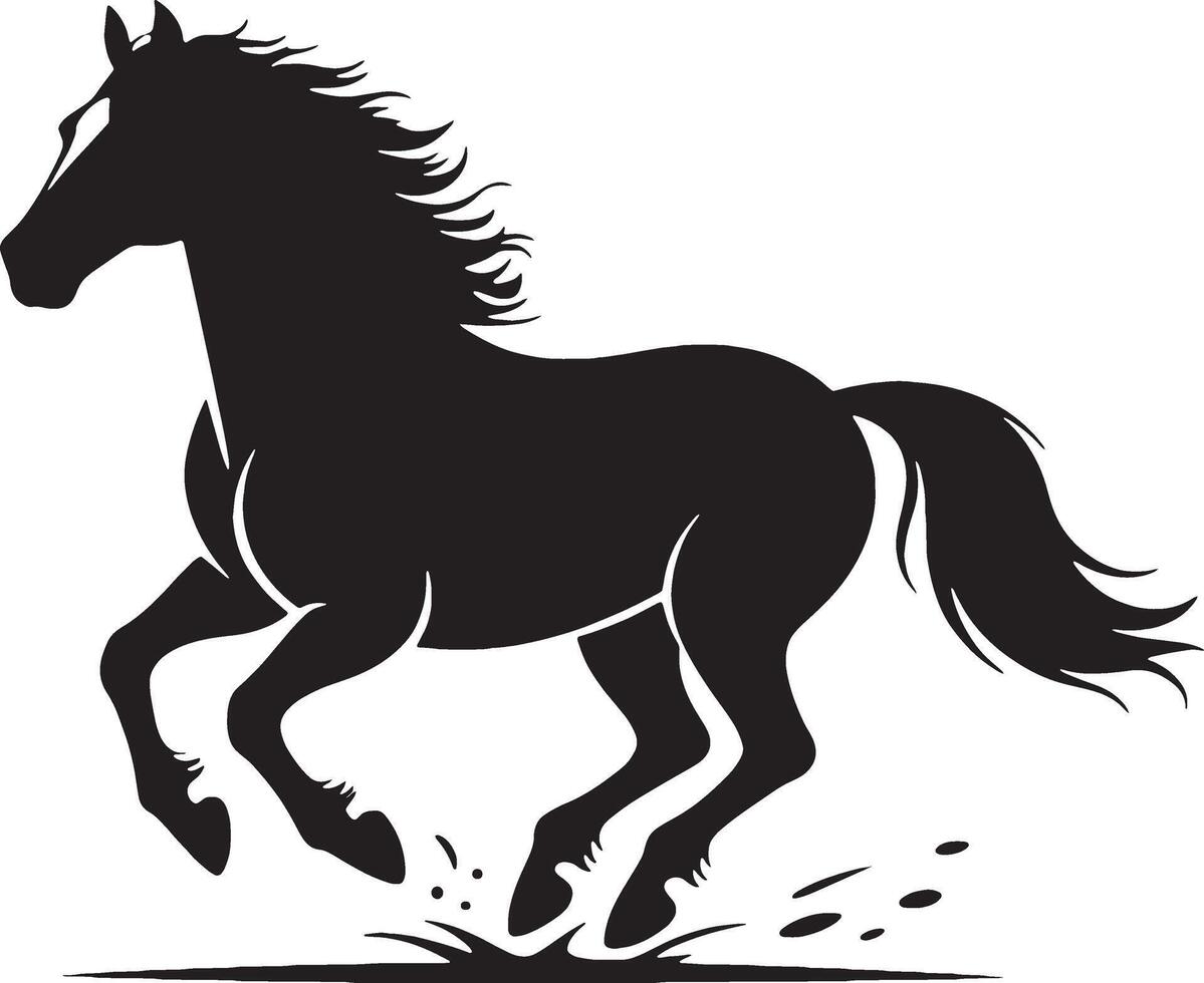 Majestic Horse Silhouette Running Free Illustration Art Drawing Design vector